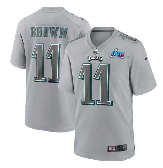 Men's Philadelphia Eagles #11 A.J. Brown Gray Super Bowl LVII Patch Atmosphere Fashion Stitched Game Jersey,We sell and wholesale Men's Philadelphia Eagles #11 A.J. Brown Gray Super Bowl LVII Patch Atmosphere Fashion Stitched Game Jersey on line form chian!